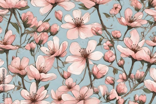 seamless pattern with pink flowers