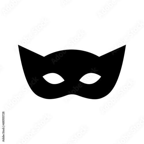 Superhero mask vector black icon. Silhouette hero cartoon character comic face. Flat black superhero costume design mask