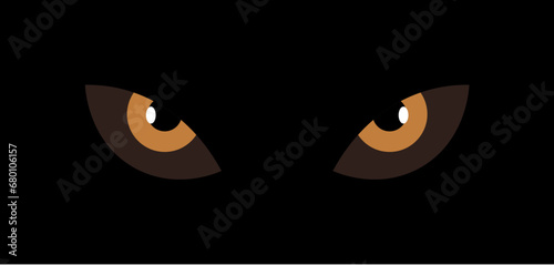 Animal eye brown icon vector party cartoon dark poster. Happy halloween cat eye poster face silhouette sign.