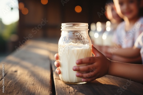 glass of milk in a hand