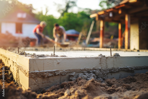 Fototapeta new house concrete slab foundation construction