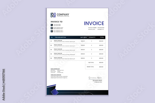 Creative professional invoice design for corporate business 