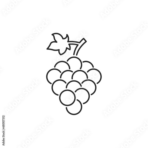 Grape vector isolated line icon. Grape leaf wine black illustration graphic pictogram simple line logo