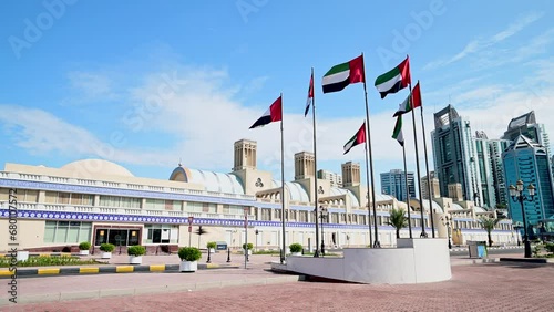 National Day Celebrations Hoisted Seven Flag representing Union of Seven Emirates in UAE photo