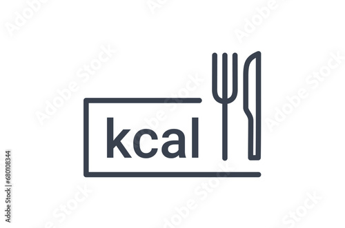 Calorie nutrition value high control knife fork icon. Calorie counter food fitness label vector icon.