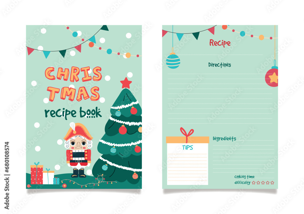 Christmas recipe book page template. Christmas recipe book page template.