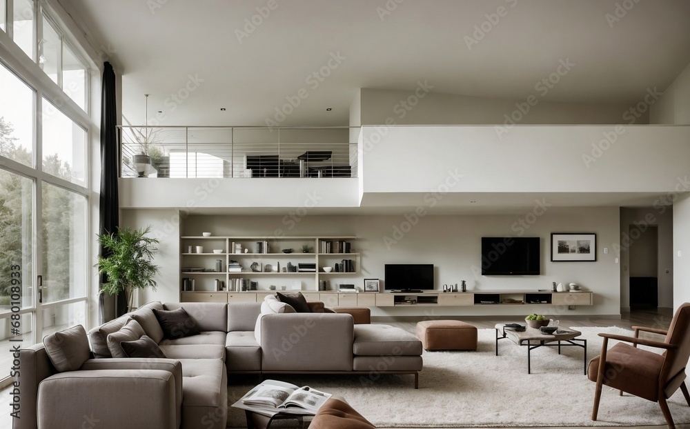 Fototapeta premium Modern Scandinavian home interior design. Comfortable and relaxed feeling concept.