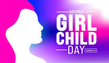 National Girl Child Day background design template use to background, banner, placard, card, book cover,  and poster design template with text inscription and standard color. vector