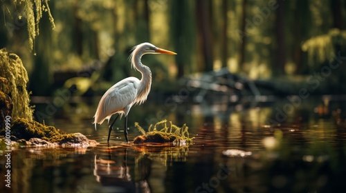 Elegant Egret Standing by the Pond photo