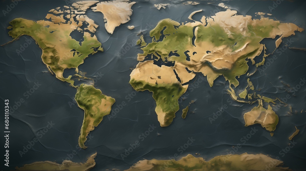 Comprehensive World Map Depicting Continents and Oceans Across the ...