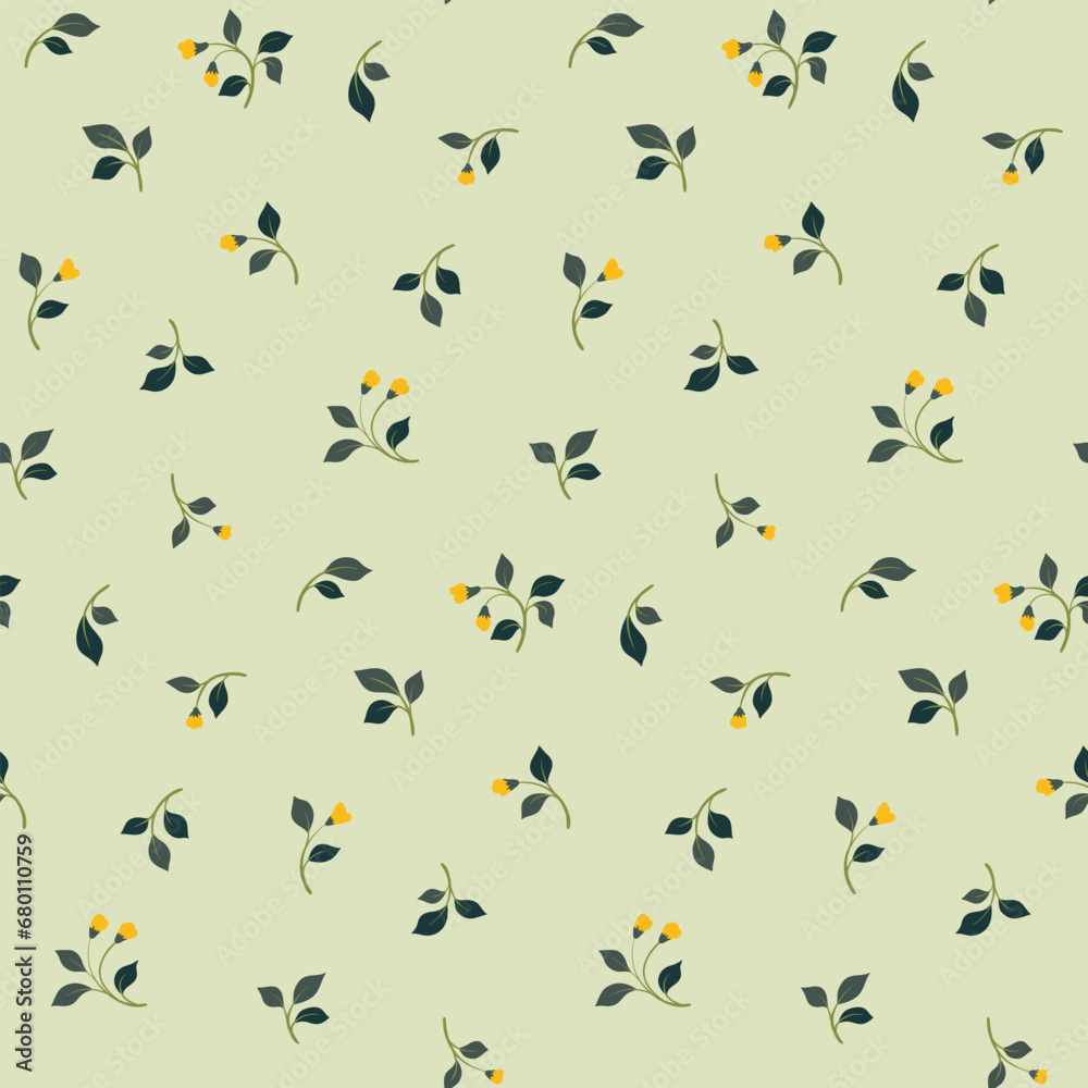 Seamless floral pattern, abstract ditsy print with mini cute twig. Pretty simple botanical design in a spring rustic motif: small hand drawn flowers, branches, tiny leaves on light background. Vector. Seamless floral pattern, abstract ditsy print with mini cute twig. Pretty simple botanical design in a spring rustic motif: small hand drawn flowers, branches, tiny leaves on light background. Vector.