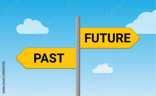 Future past present board icon. Now pas and future way destiny sign