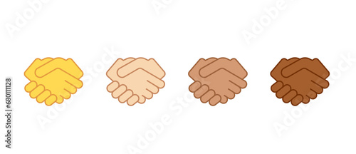 Handshake emoji vector icon. Emoticon partnership cooperation hand shake concept icon illustration.