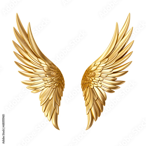 Golden Wings on Transparent Background
