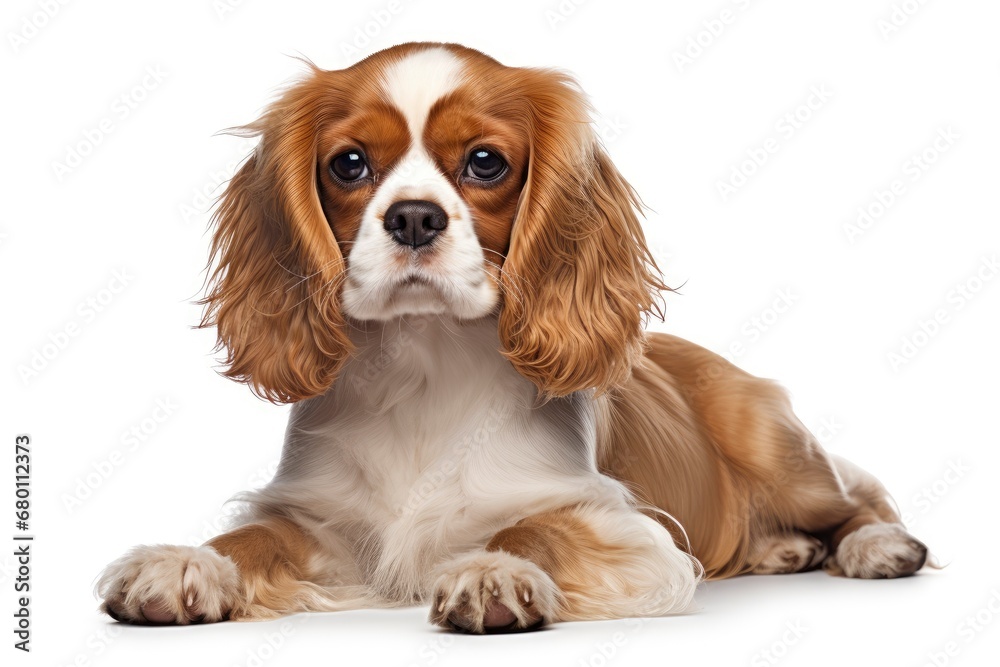 Cavalier King Charles Spaniel cute dog isolated on white background
