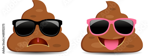 Funny poop emoticons vector cartoon photo