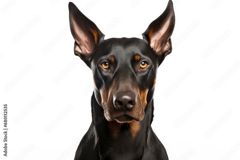 Doberman Pinscher cute dog isolated on white background