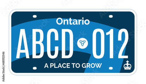 Ontario Canada car license plate registration vector design template photo