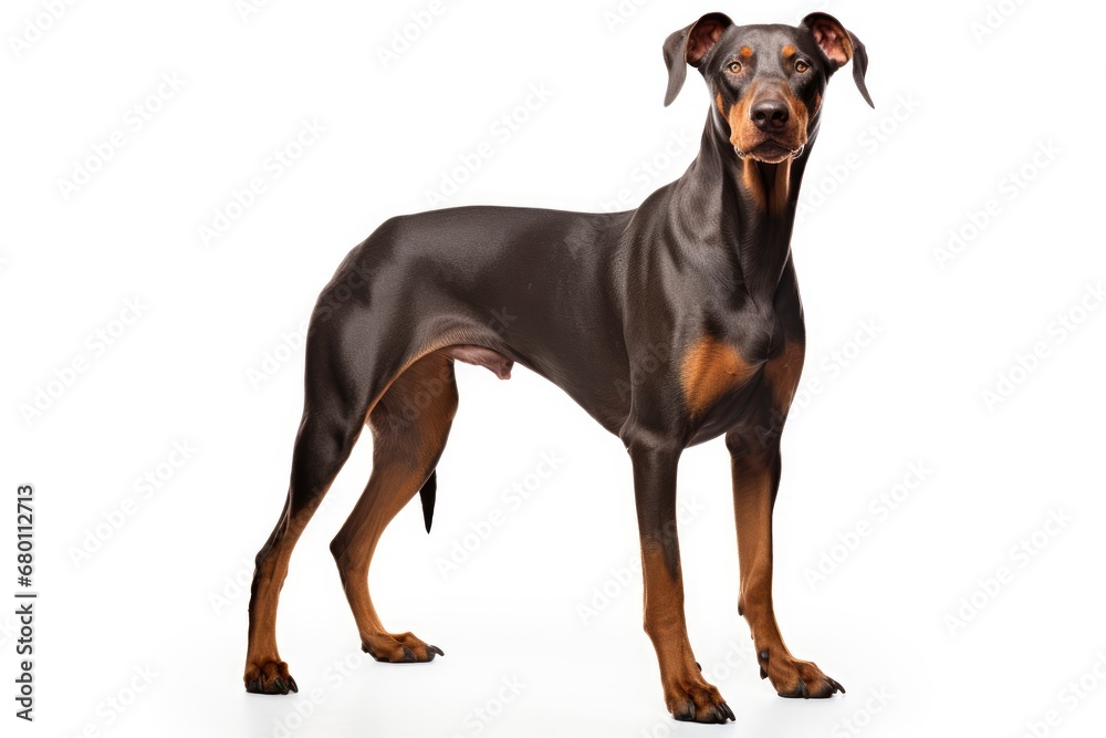 Doberman Pinscher cute dog isolated on white background