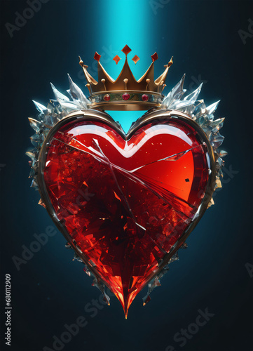 Creativity crystal heart with golden crown happy Valentine's day wallpaper