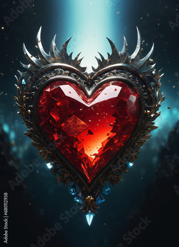 Creativity crystal heart with golden crown happy Valentine's day wallpaper