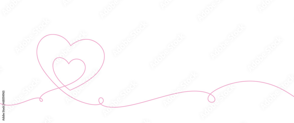 Two heart line art style vector illustration. Valentine element design
