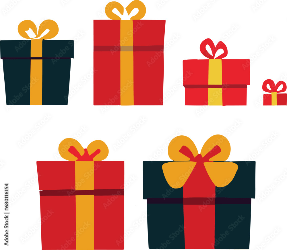 Set of Gift Boxes, Presents, Isolated, Vectored EPS Set of Gift Boxes, Presents, Isolated, Vectored EPS