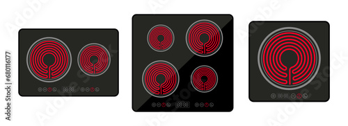 Induction stove cooker electric hob heater. Cooctop ceramic electric induction stove spiral top view