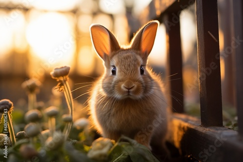 Fototapeta Naklejka Na Ścianę i Meble -  Baby hare in the garden