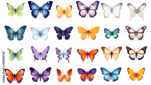 Watercolor set of colorful butterfly © sema_srinouljan