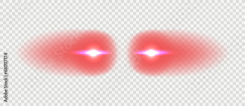 Laser red eyes meme game superhero vector template illustration. Comic red eyes laser red meme overlay.