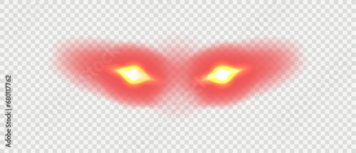 Laser red eyes meme game superhero vector template illustration. Comic red eyes laser red meme overlay. photo