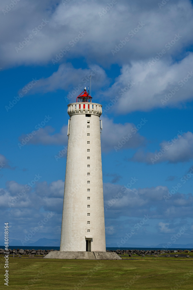 Gardskagi Lighthouse (new one) in summe ron reykjanes, iceland Gardskagi Lighthouse (new one) in summe ron reykjanes, iceland