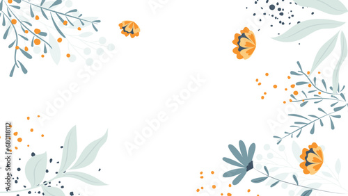 Presentation Background with tropical leaf plant on white background vector design.	
