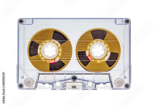 used vintage audio tape cassette isolated, a symbol of 80s, 90s period