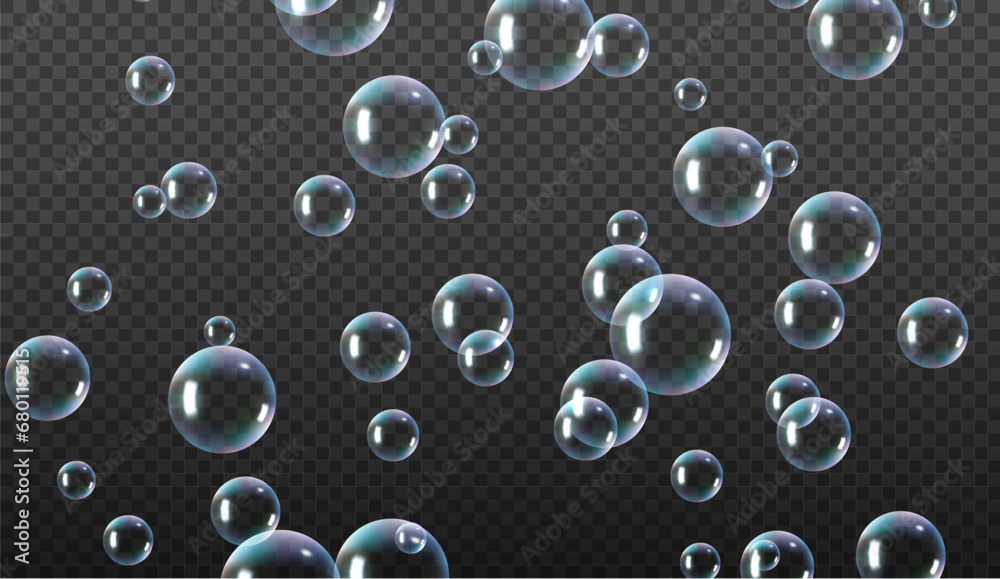 Vector blue wash bubble background. Soap bubble background liquid transparent foam concept design. - obrazy, fototapety, plakaty 