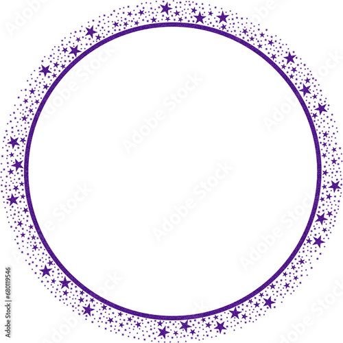 Purple Circle Frame with Purple Sparkling Stars 1