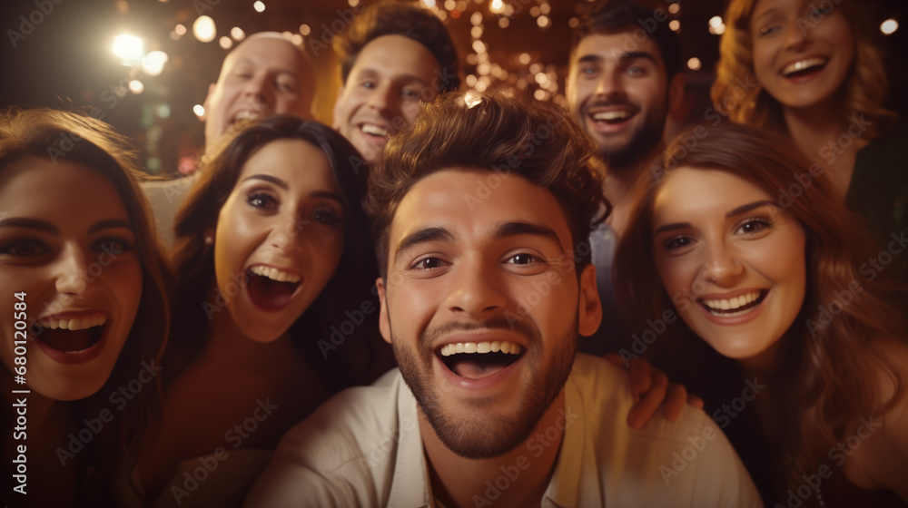 Group of happy friends at a party