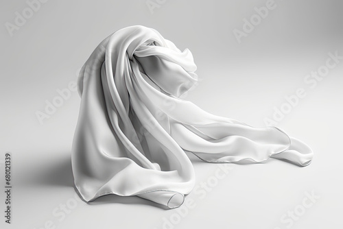 White soft satin smooth fabric luxury textile on light background. Textile Mockup  
