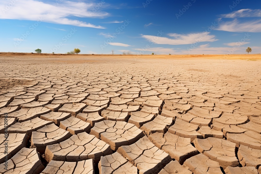 Nature's Cry: Striking Image of Drought-Ridden Landscape and Cracked Dry Soil