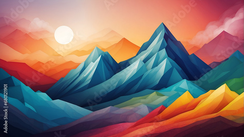 Surreal and dreamlike abstract mountain landscape background, Gradient landscape design.