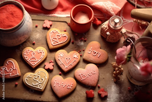 Heart-Shaped Valentine's Day Cookies in a Cozy Kitchen