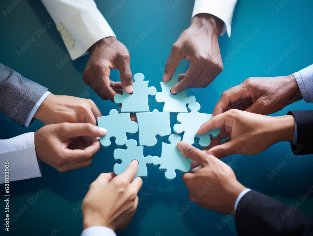 Business people do puzzles Business people do puzzles