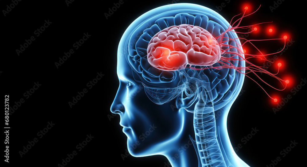 Anatomy of the human brain during a stroke - medical X-ray illustration Anatomy of the human brain during a stroke - medical X-ray illustration