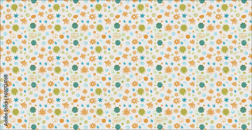 seamless pattern with flowers, Vector seamless beige pattern with white drops. Monochrome abstract floral background