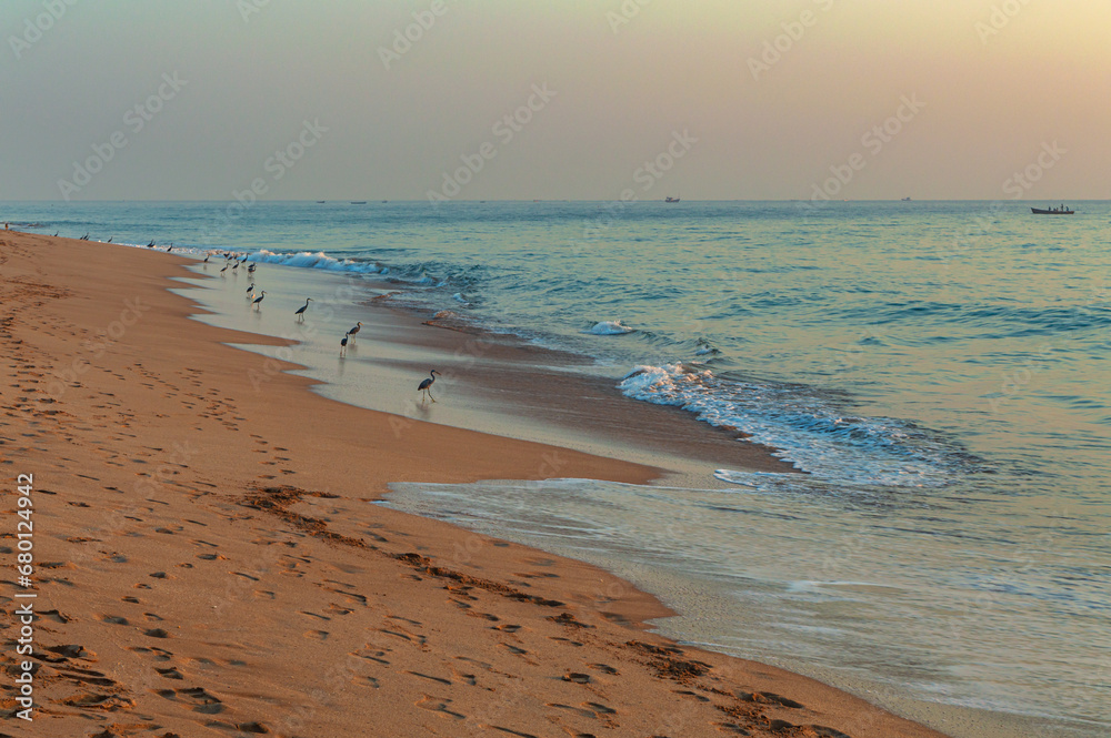 Beautiful clean golden beach of Madhavpur, Gujrat, India.