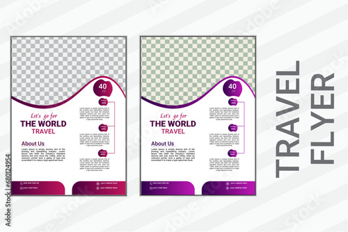 Travel flyer or poster brochure design layout. 2 colorful Travel flyer template for travel agency Flyer Layout with Colorful Elements
