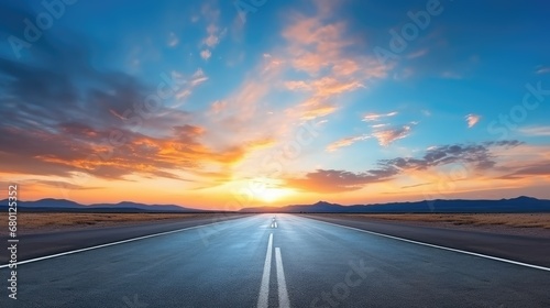 High quality photo Empty asphalt road and beautiful sky at sunset © Andrus Ciprian