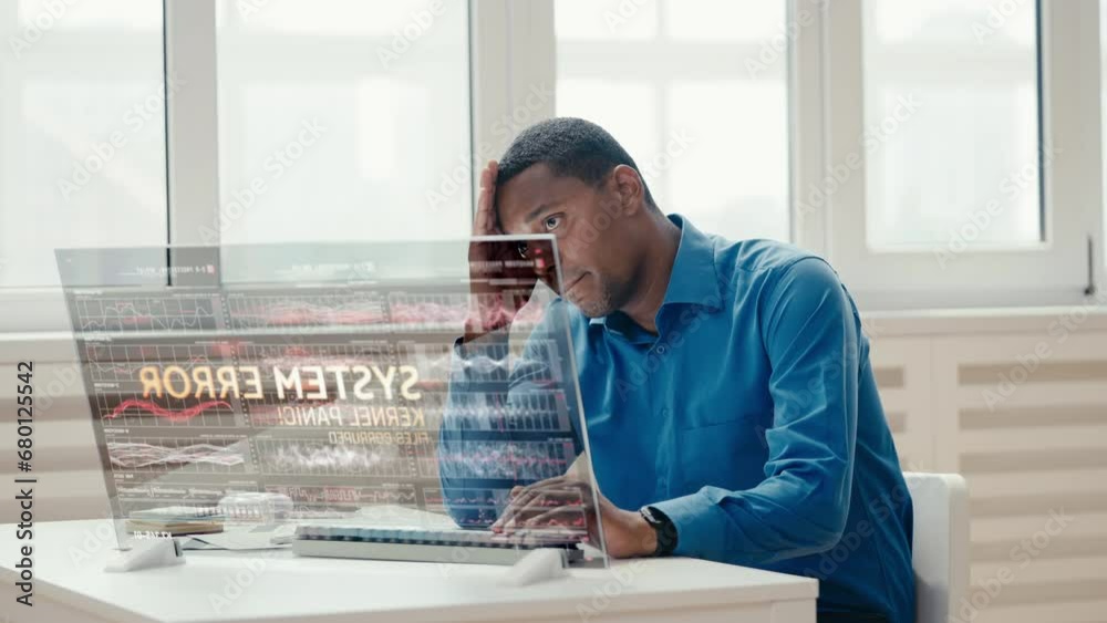 Male intelligence officer encounters an error while decoding collected data