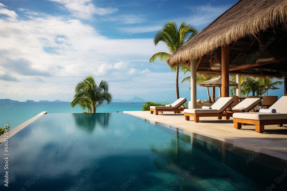 Fototapeta premium Luxury Infinity Pool Overlooking Ocean